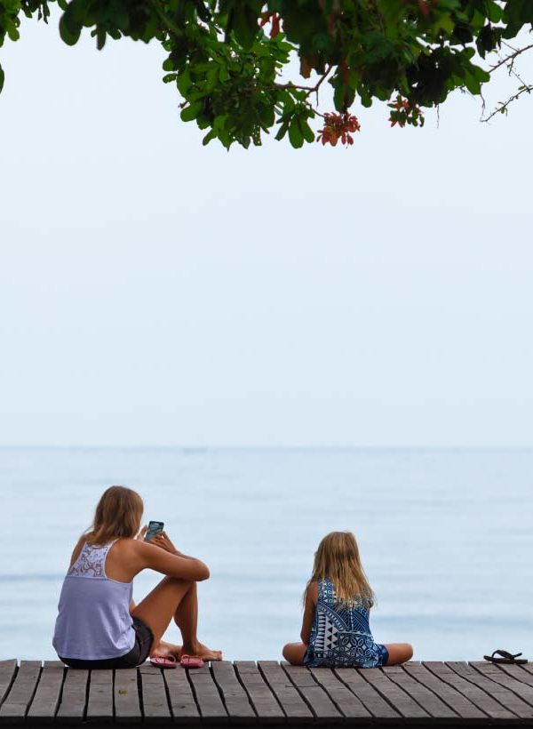 Girls on dock
