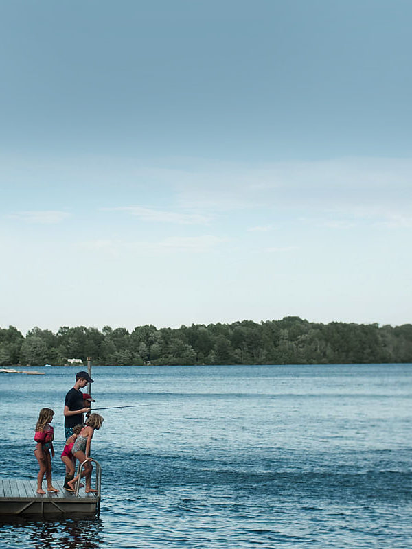 Kids fishing on dock